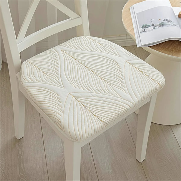 Galette de Chaise Blanche motif Feuillage