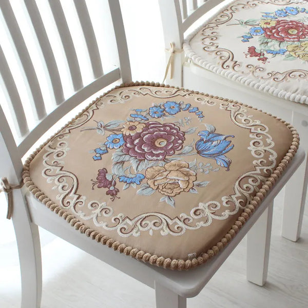 Galette de Chaise Déhoussable marron fleuri