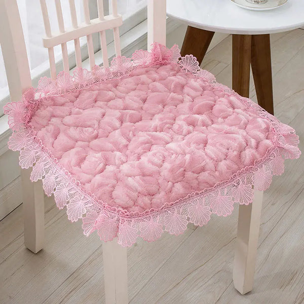 Galette de Chaise Rose dentelle