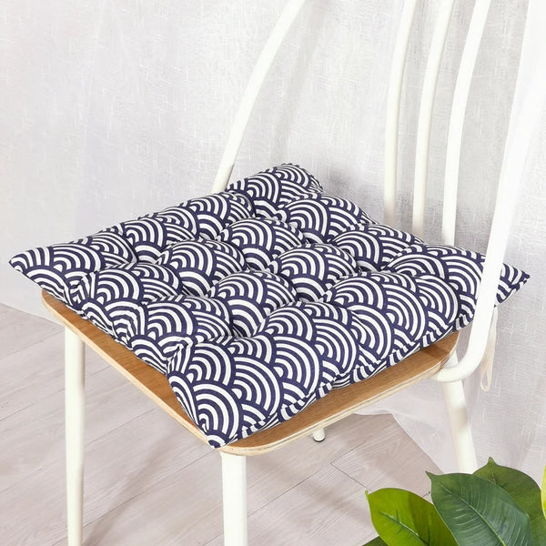 Galette de Chaise Imprimé à Vague Bleue