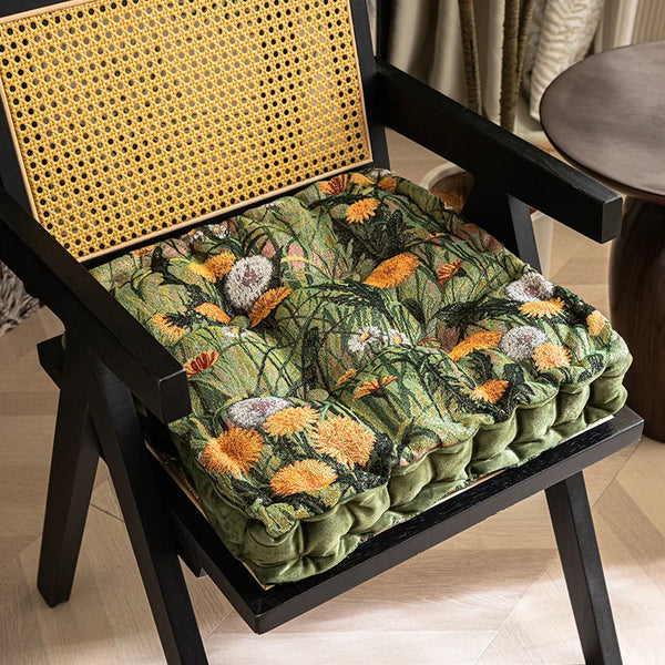 Galette de Chaise 45x45 à motif Floral Vert