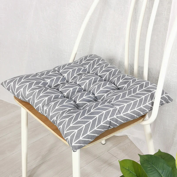 Galette de Chaise Grise à Feuillage blanc