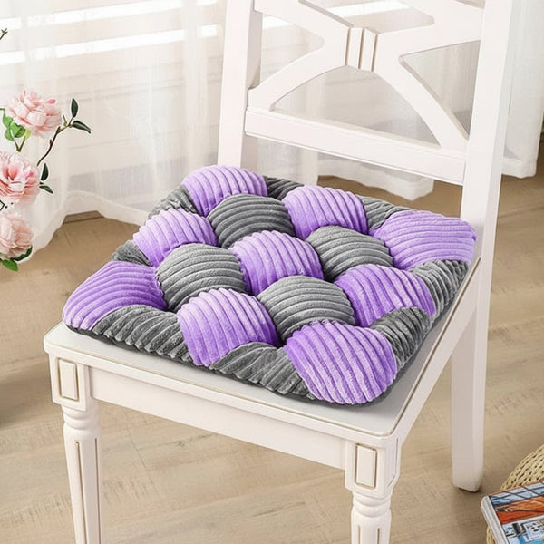 Galette de Chaise 45x45 Coton Gris et Mauve