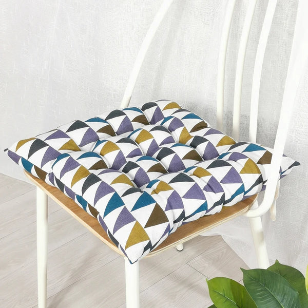 Galette de Chaise Imprimé à Triangles Coloré