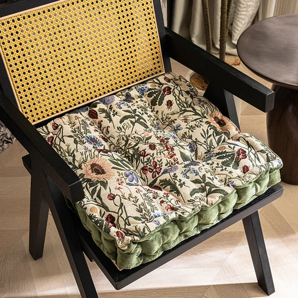 Galette de Chaise 45x45 à motif Floral Blanc