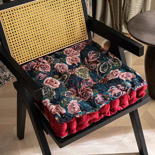 Galette de Chaise 45x45 à motif Floral Rouge