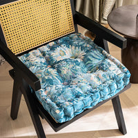 Galette de Chaise 45x45 à motif Floral Bleu
