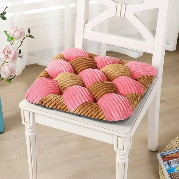 Galette de Chaise 45x45 Coton Rose et Marron