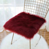 Galette de Chaise Fourrure Rouge bordeaux